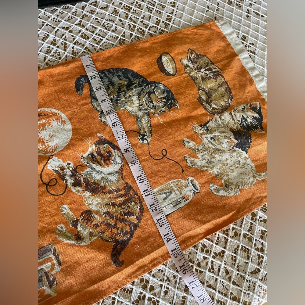 🐈 Vintage Linen Kitten Cat fabric Panel 🐈 - Picture 8 of 12